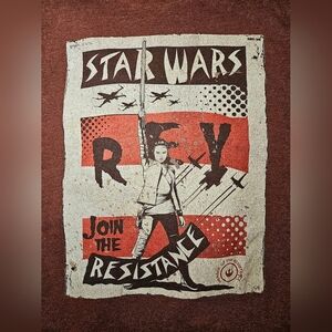 XL Mens Star Wars Reddish-Brown Join The Resistance Rey Graphic Tee - Used